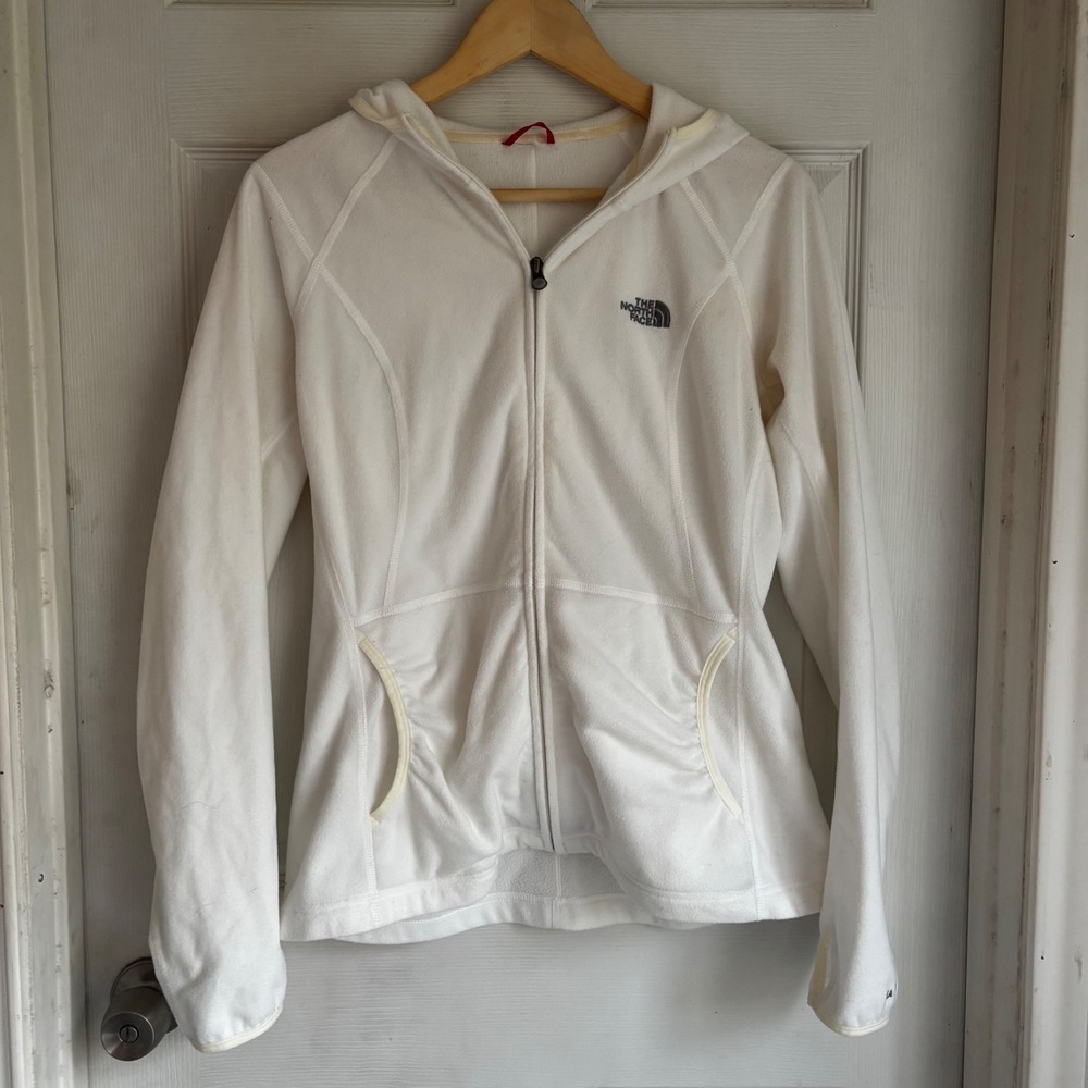 The North Face Womens Fleece Hoodie Full Zip White Casual Athletic Size‎ Medium